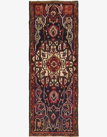 3' 6 x 10' 3 Hand Knotted Hamedan Persian Wool Runner Rug