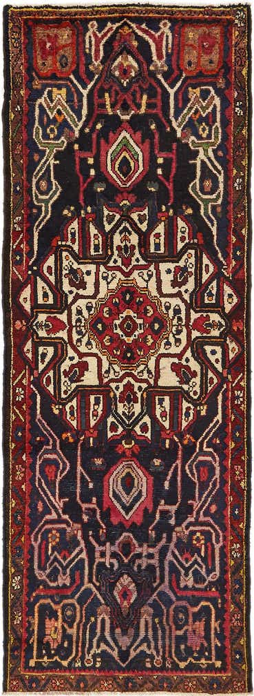 3' 6 x 10' 3 Hand Knotted Hamedan Persian Wool Runner Rug