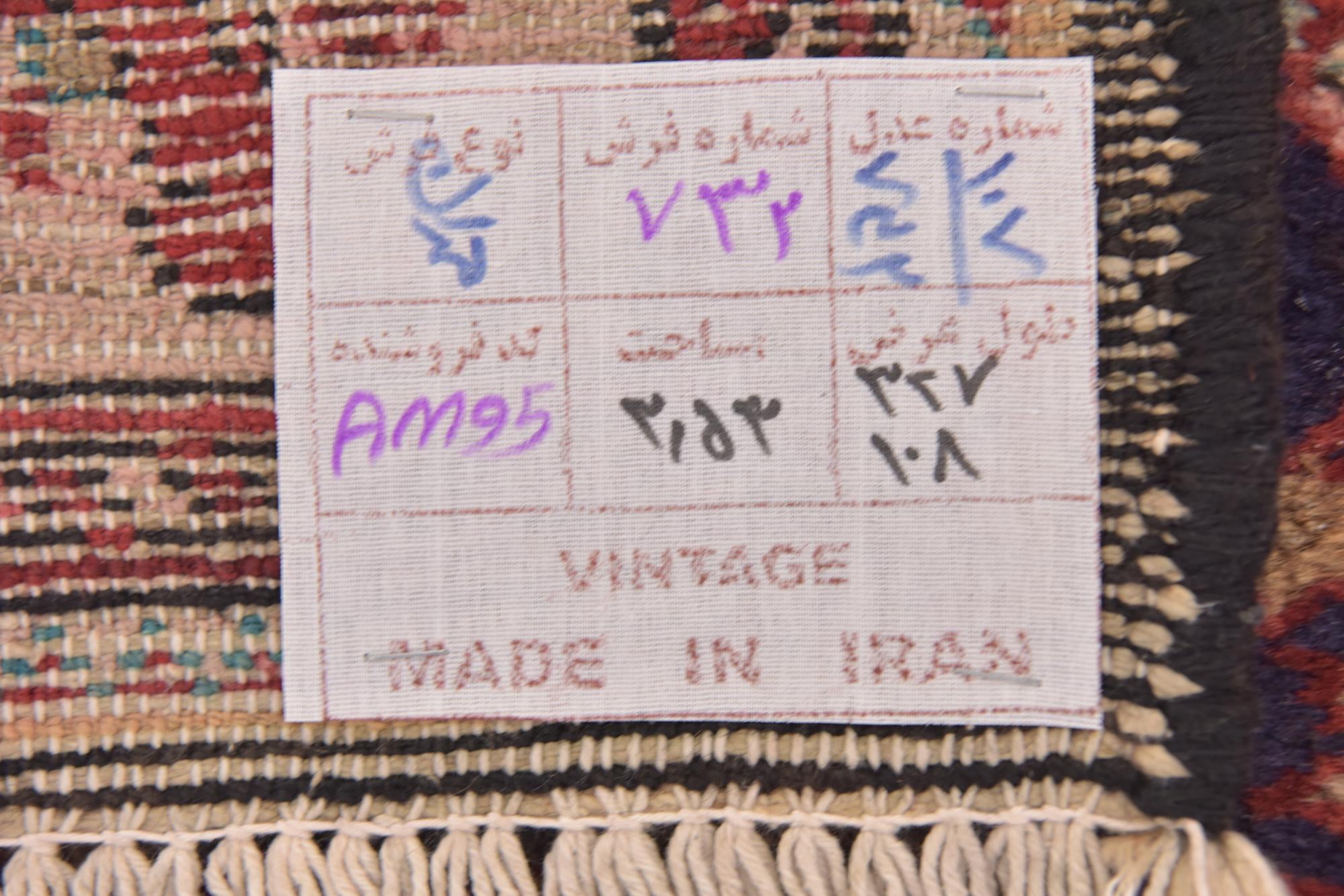 3' 7 x 10' 8 Hand Knotted Hamedan Persian Wool Runner Rug