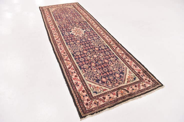 Detail image of 3' 7 x 10' 8 Hand Knotted Hamedan Persian Wool Runner Rug