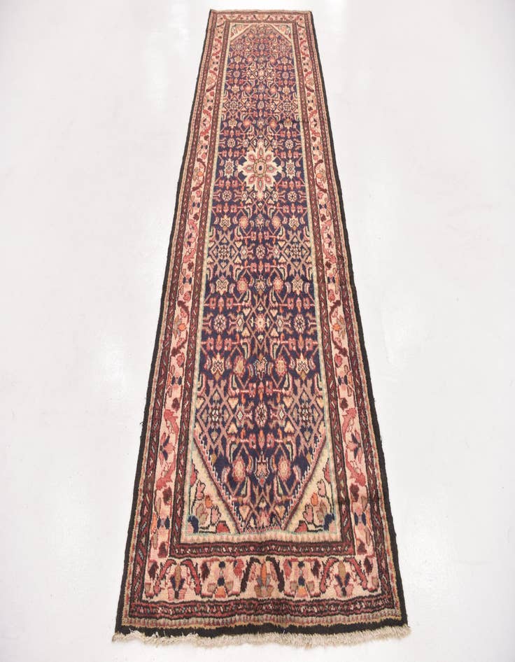 Detail image of 3' 7 x 10' 8 Hand Knotted Hamedan Persian Wool Runner Rug