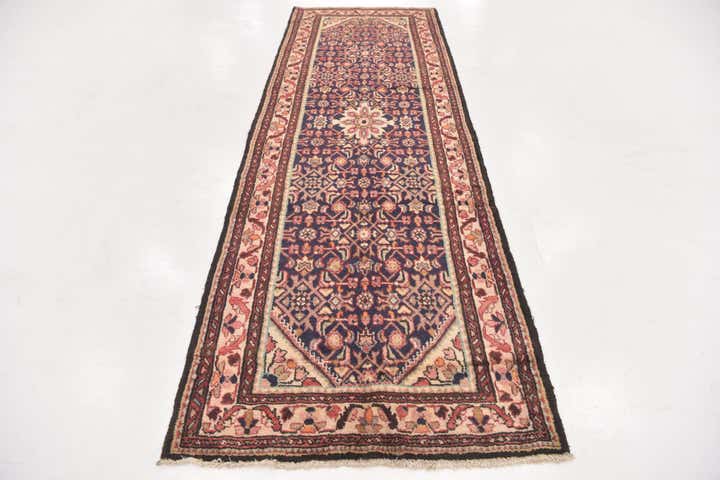 3' 7 x 10' 8 Hand Knotted Hamedan Persian Wool Runner Rug