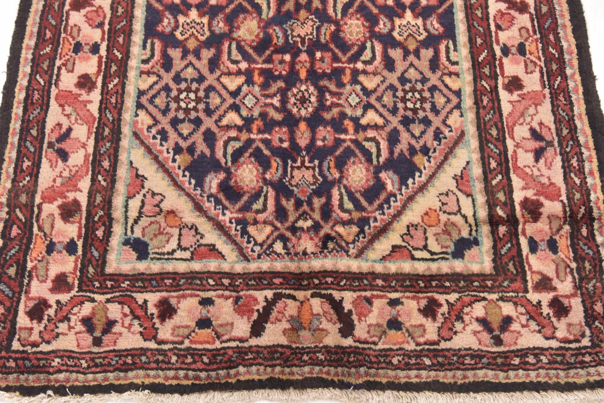 3' 7 x 10' 8 Hand Knotted Hamedan Persian Wool Runner Rug