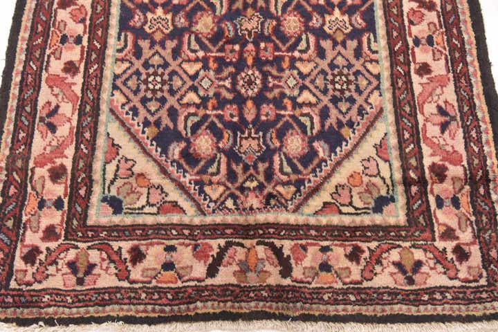 3' 7 x 10' 8 Hand Knotted Hamedan Persian Wool Runner Rug
