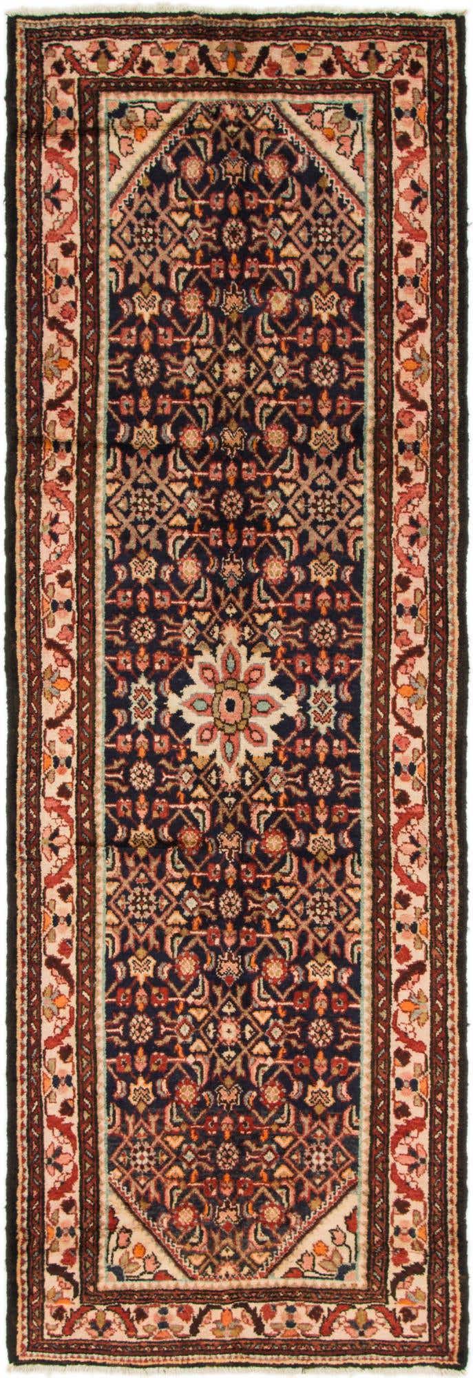 3' 7 x 10' 8 Hand Knotted Hamedan Persian Wool Runner Rug