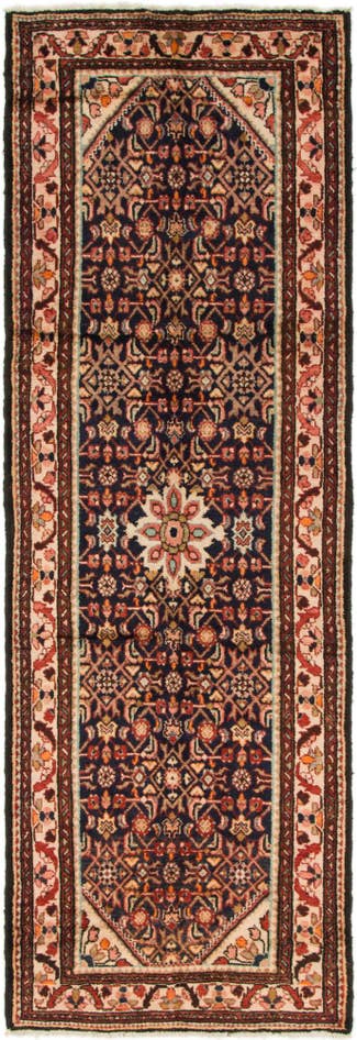 Detail image of 3' 7 x 10' 8 Hand Knotted Hamedan Persian Wool Runner Rug