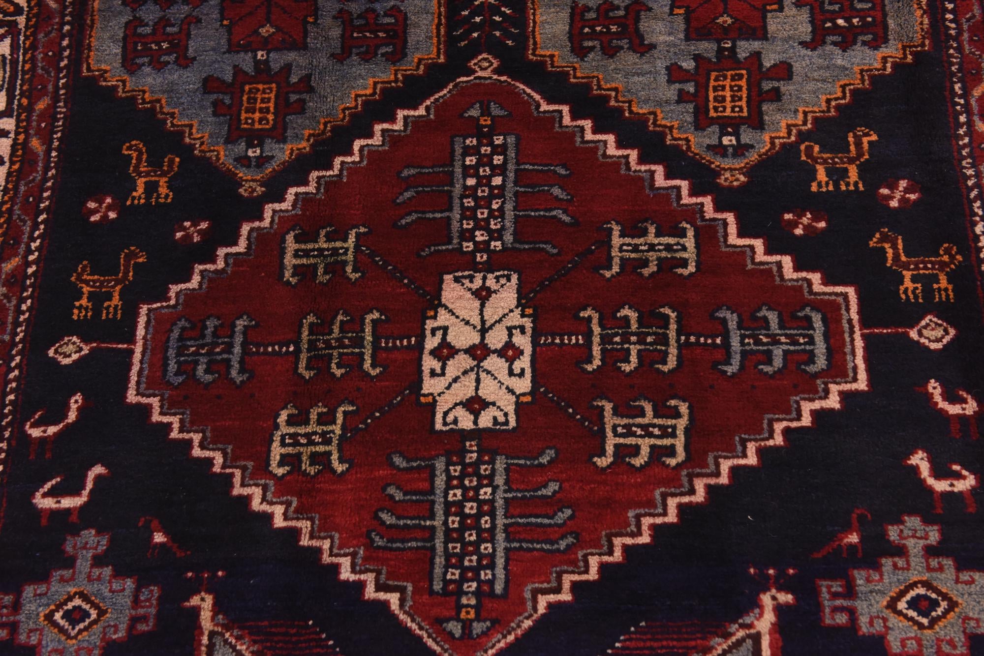 4' 6 x 9' 3 Hand Knotted Hamedan Persian Wool Runner Rug