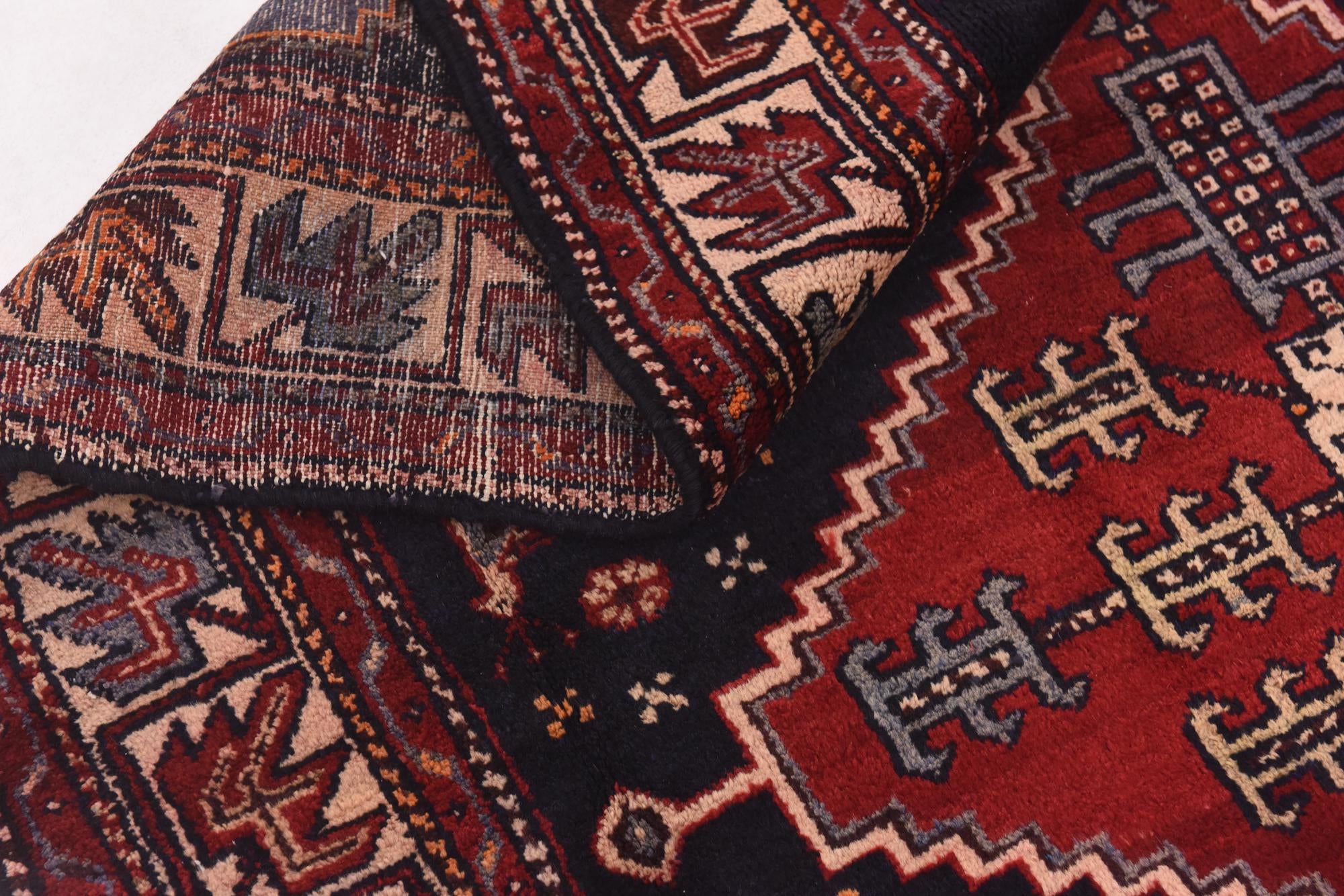 4' 6 x 9' 3 Hand Knotted Hamedan Persian Wool Runner Rug