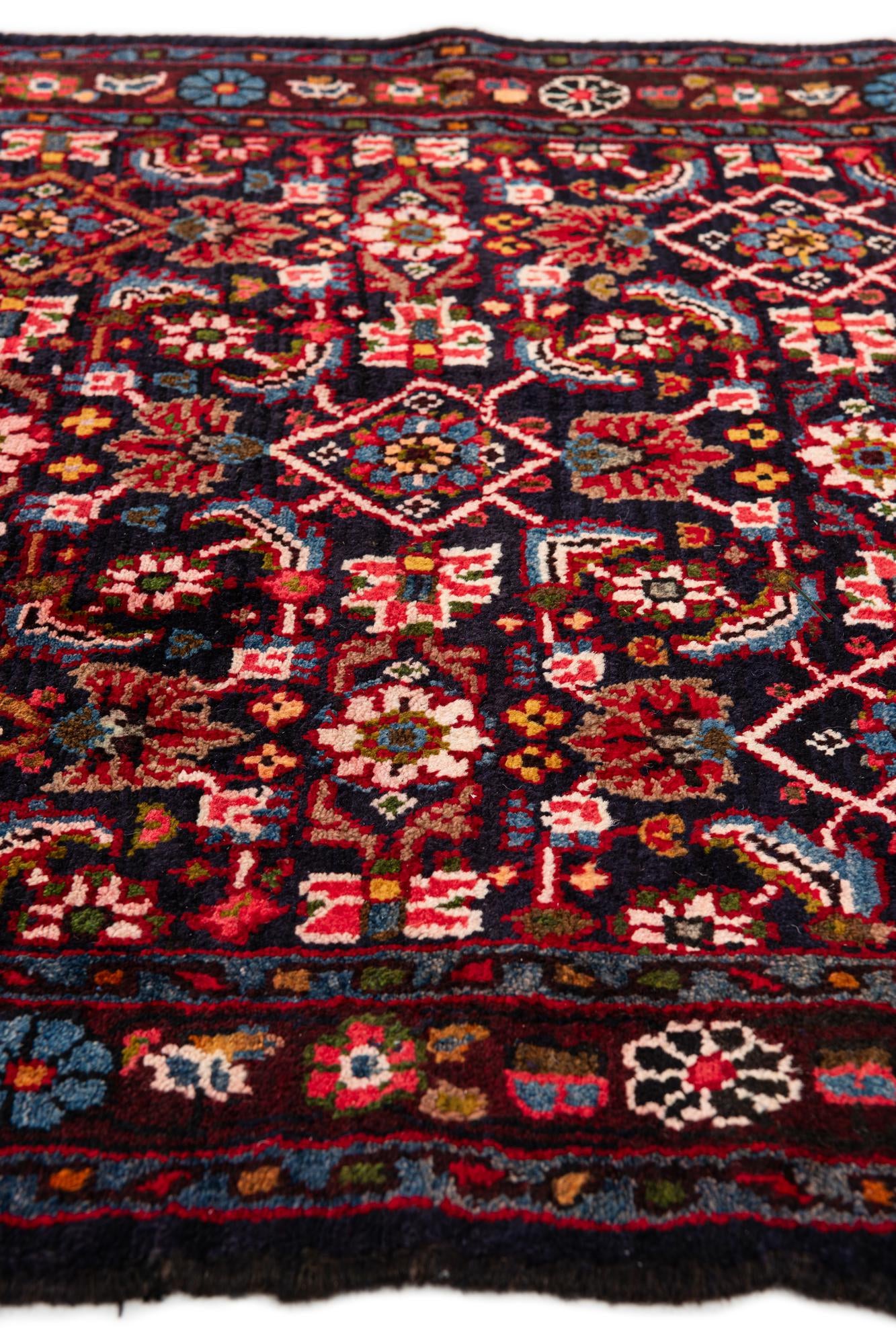 3' 3 x 13' 7 Hand Knotted Hamedan Persian Wool Runner Rug