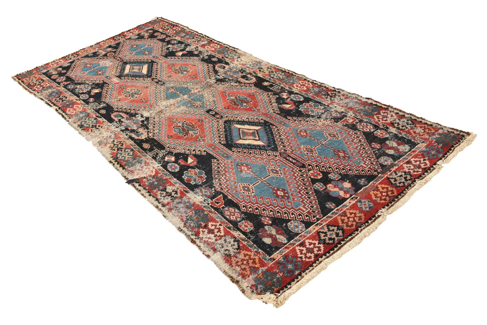 4' 4 x 9' 8 Hand Knotted Hamedan Persian Wool Runner Rug