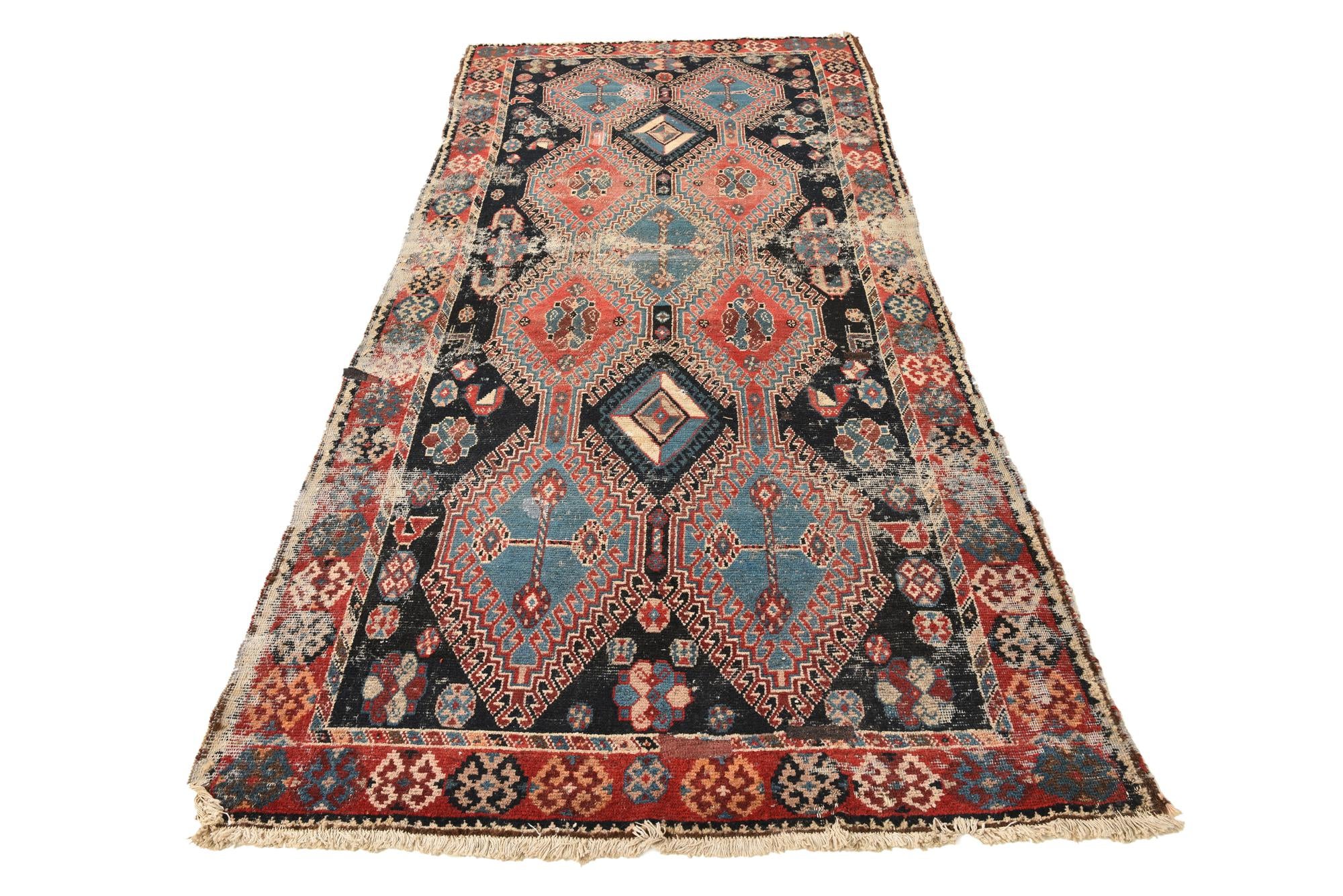 4' 4 x 9' 8 Hand Knotted Hamedan Persian Wool Runner Rug