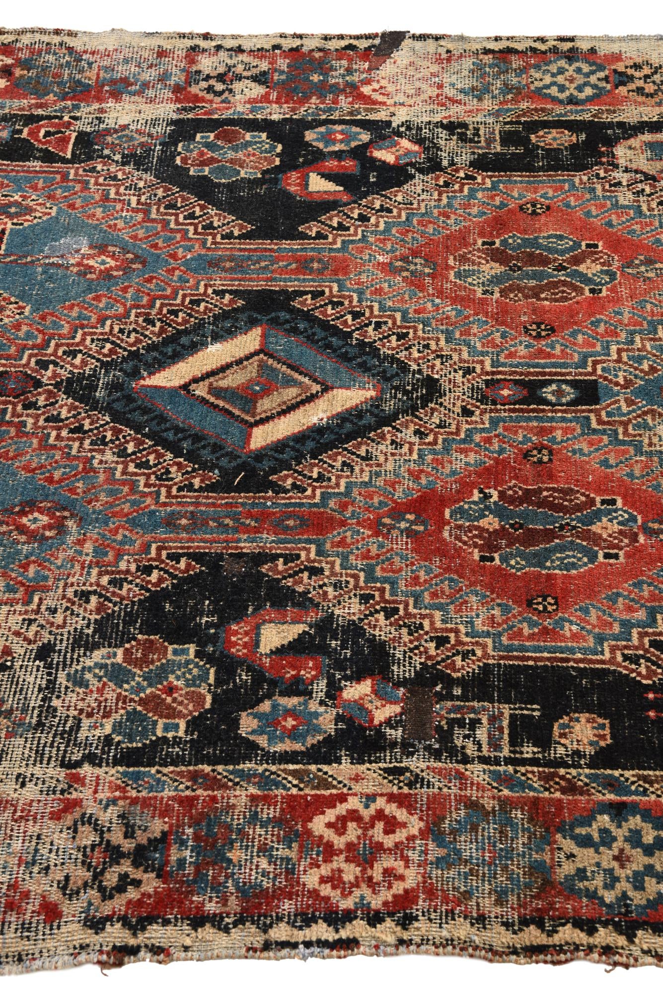 4' 4 x 9' 8 Hand Knotted Hamedan Persian Wool Runner Rug