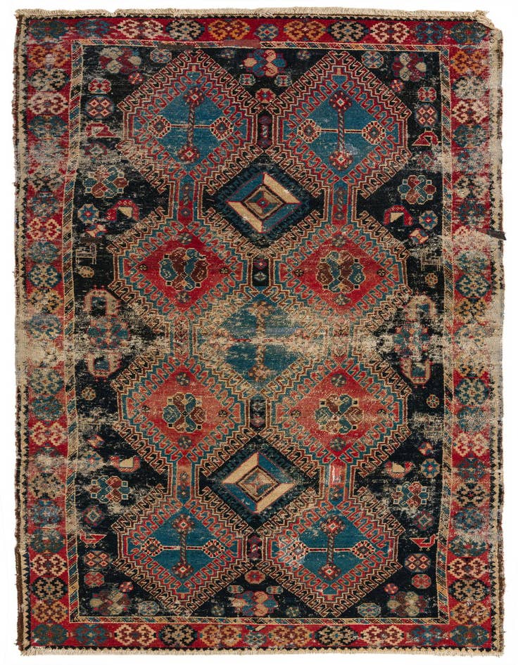 Detail image of 4' 4 x 9' 8 Hand Knotted Hamedan Persian Wool Runner Rug