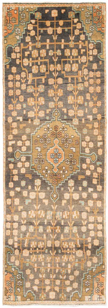 3' 4 x 9' 10 Hand Knotted Hamedan Persian Wool Runner Rug