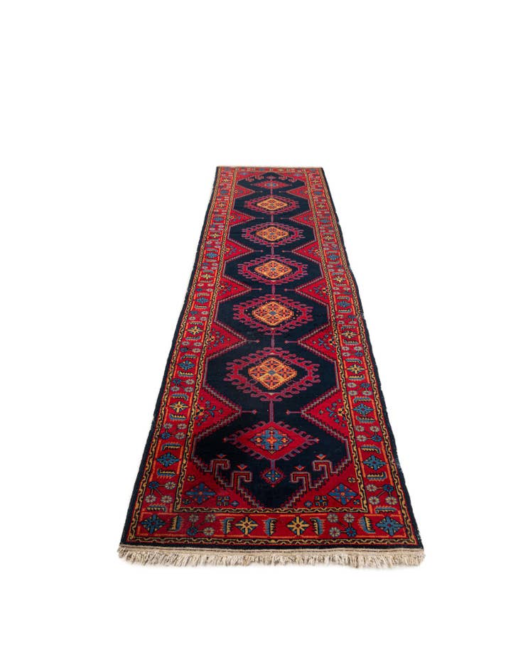 Detail image of 2' 10 x 12' 2 Hand Knotted Hamedan Persian Wool Runner Rug