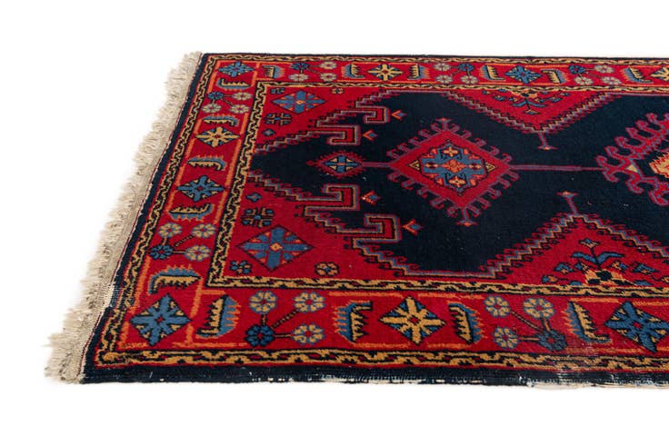 Detail image of 2' 10 x 12' 2 Hand Knotted Hamedan Persian Wool Runner Rug