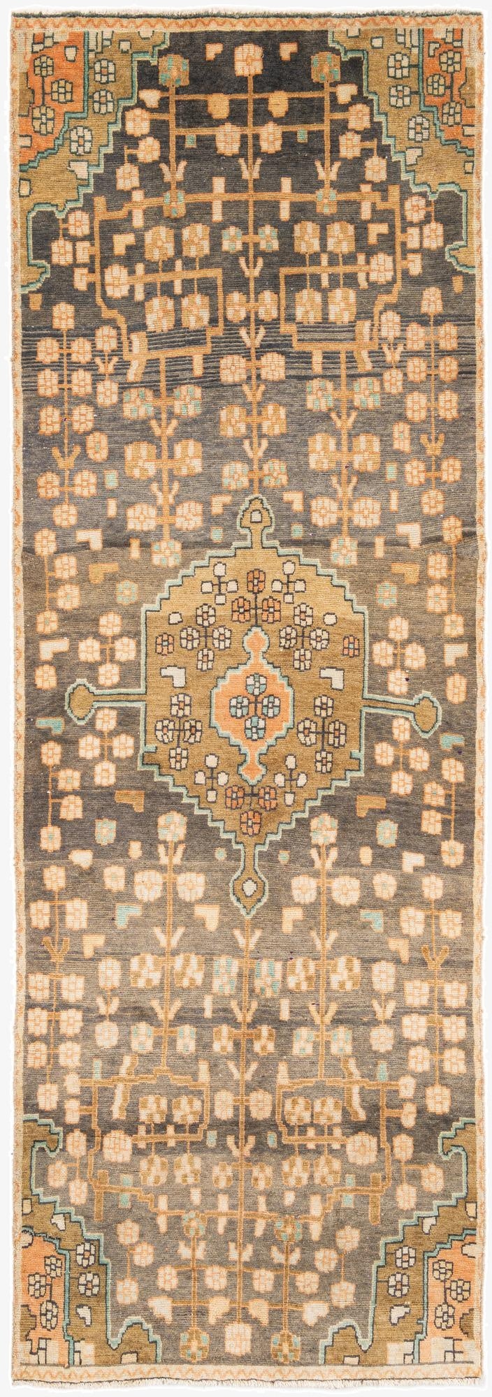 3' 4 x 9' 10  Hand Knotted Hamedan Persian Wool Runner Rug