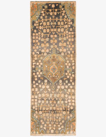 3' 4 x 9' 10 Hand Knotted Hamedan Persian Wool Runner Rug