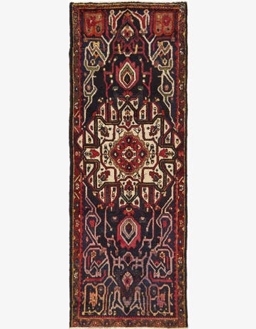 3' 6 x 10' 3 Hand Knotted Hamedan Persian Wool Runner Rug