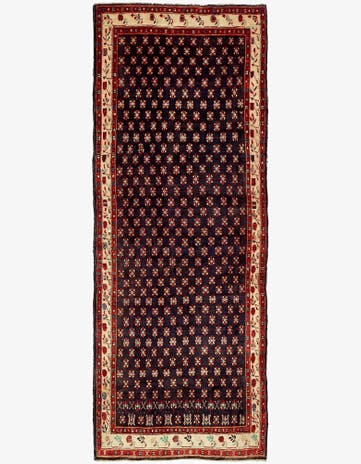 4' 3 x 11' 1 Hand Knotted Hamedan Persian Wool Runner Rug