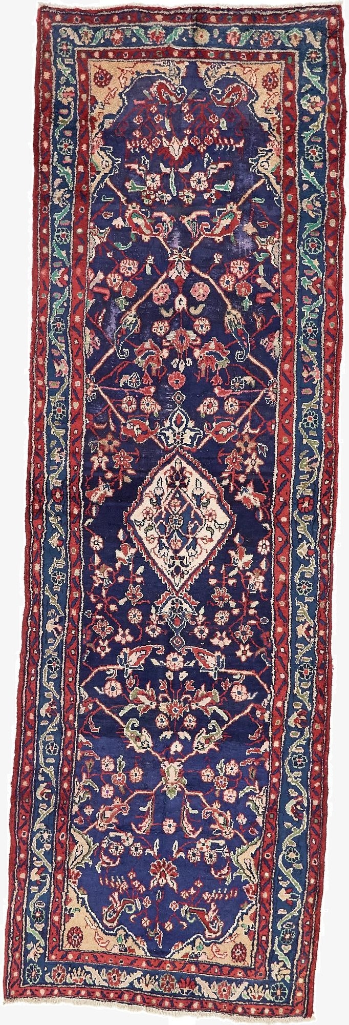 3' 5 x 11' 1  Hand Knotted Hamedan Persian Wool Runner Rug