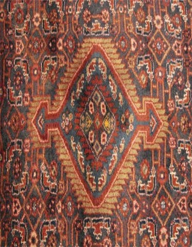 Detail image of 3' 5 x 9' 10 Hand Knotted Hossainabad Persian Wool Runner Rug
