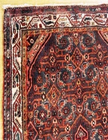 Detail image of 3' 5 x 9' 10 Hand Knotted Hossainabad Persian Wool Runner Rug