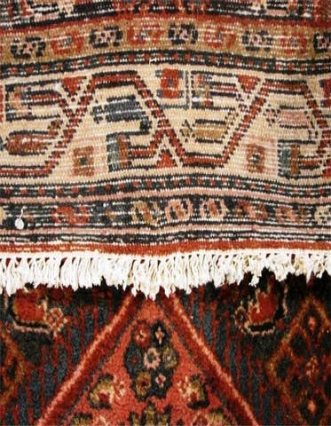 Detail image of 3' 5 x 9' 10 Hand Knotted Hossainabad Persian Wool Runner Rug