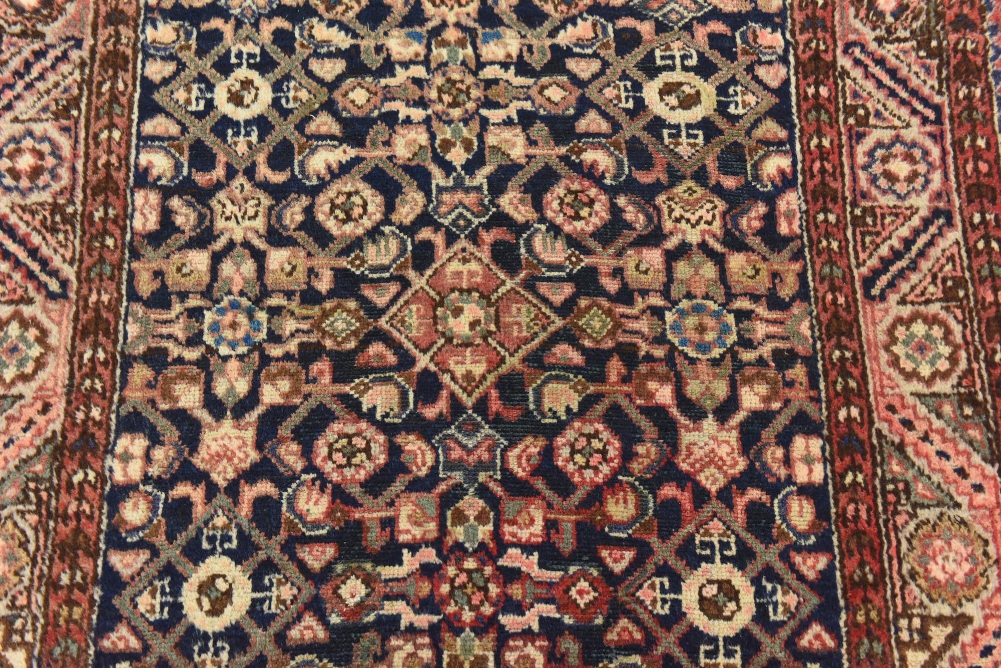 3' 8 x 10' 6 Hand Knotted Hossainabad Persian Wool Runner Rug