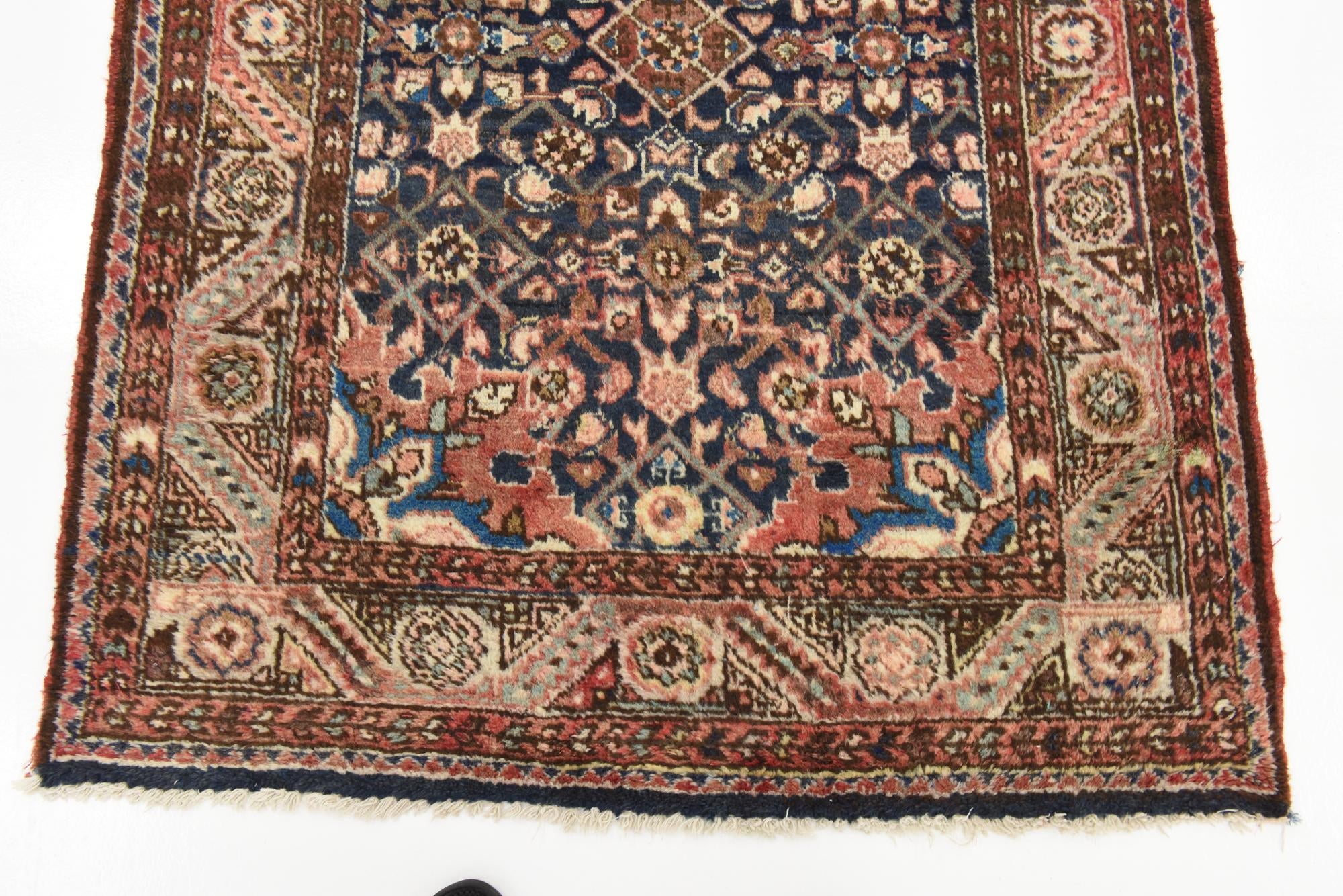 3' 8 x 10' 6 Hand Knotted Hossainabad Persian Wool Runner Rug