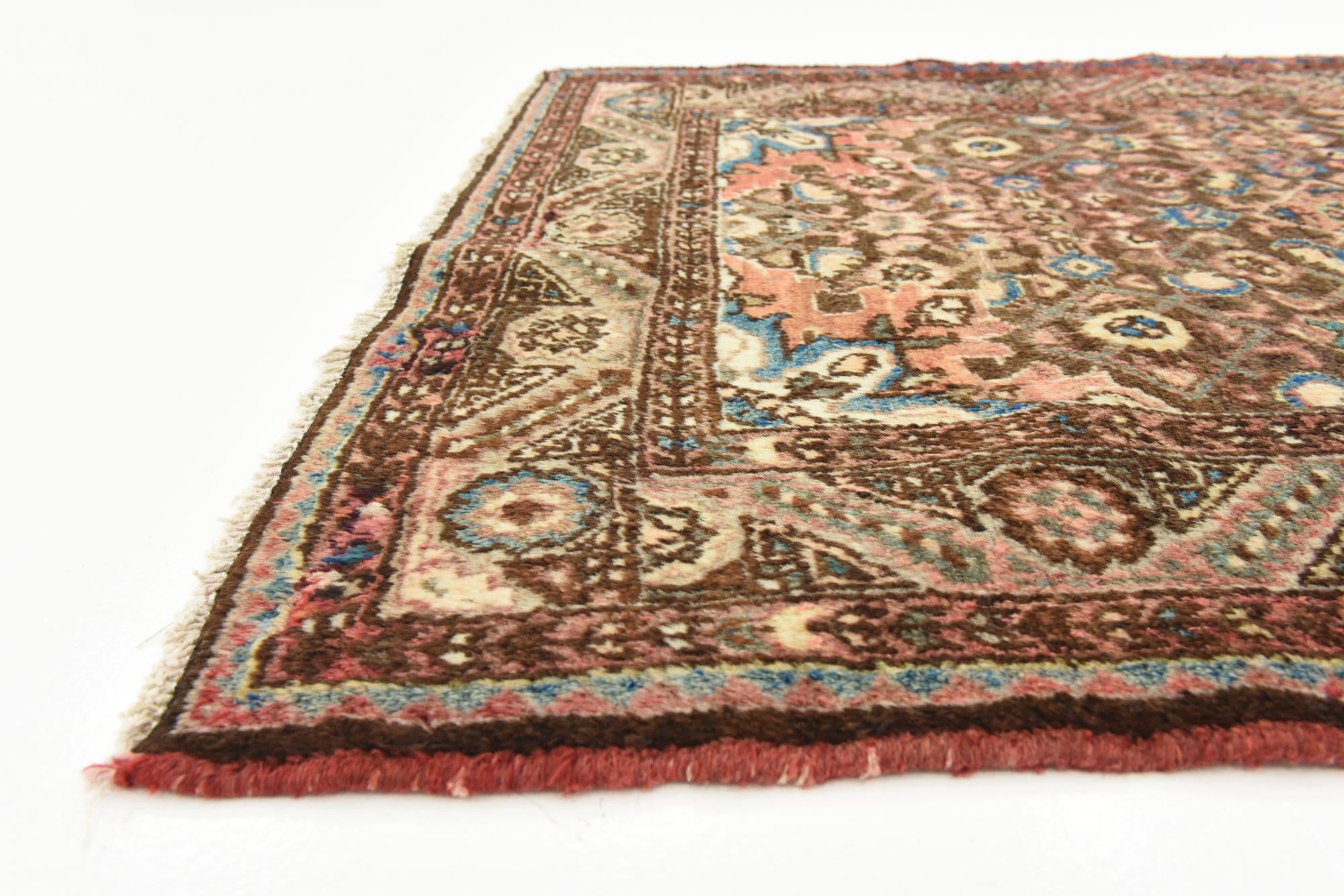 3' 8 x 10' 6 Hand Knotted Hossainabad Persian Wool Runner Rug