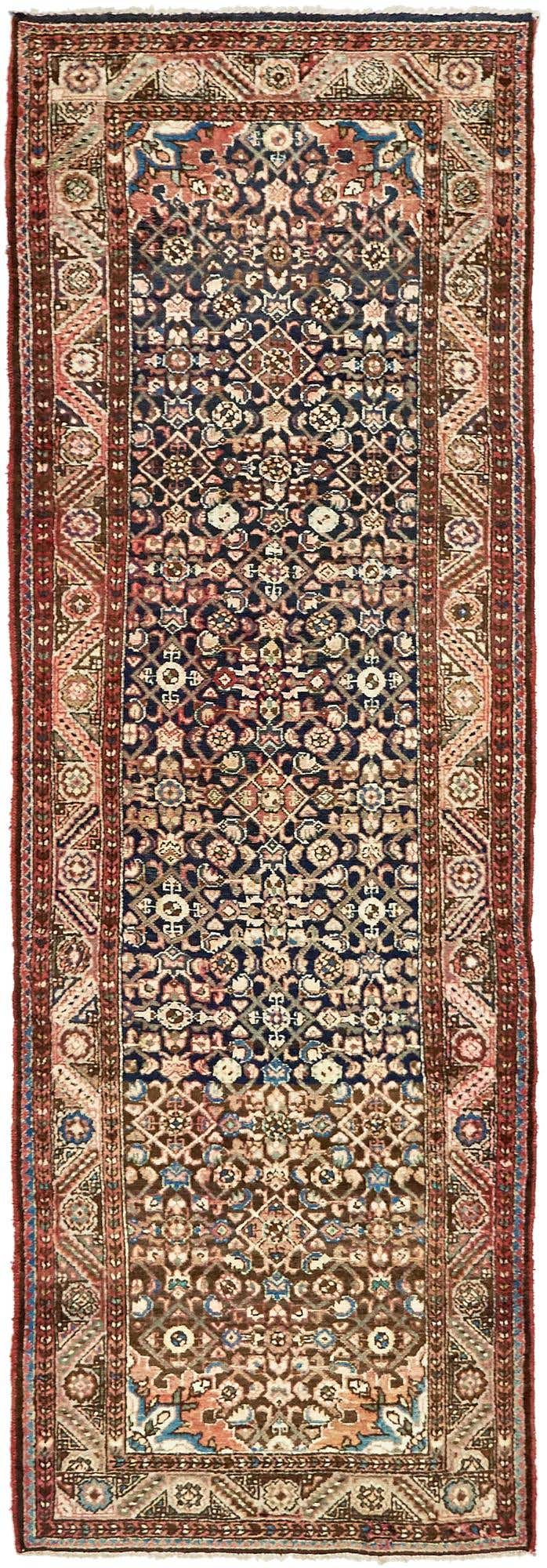 3' 8 x 10' 6 Hand Knotted Hossainabad Persian Wool Runner Rug