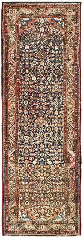 3' 8 x 10' 6 Hand Knotted Hossainabad Persian Wool Runner Rug