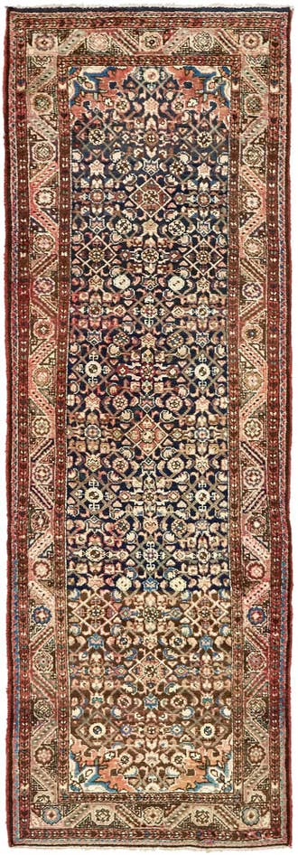 Detail image of 3' 8 x 10' 6 Hand Knotted Hossainabad Persian Wool Runner Rug