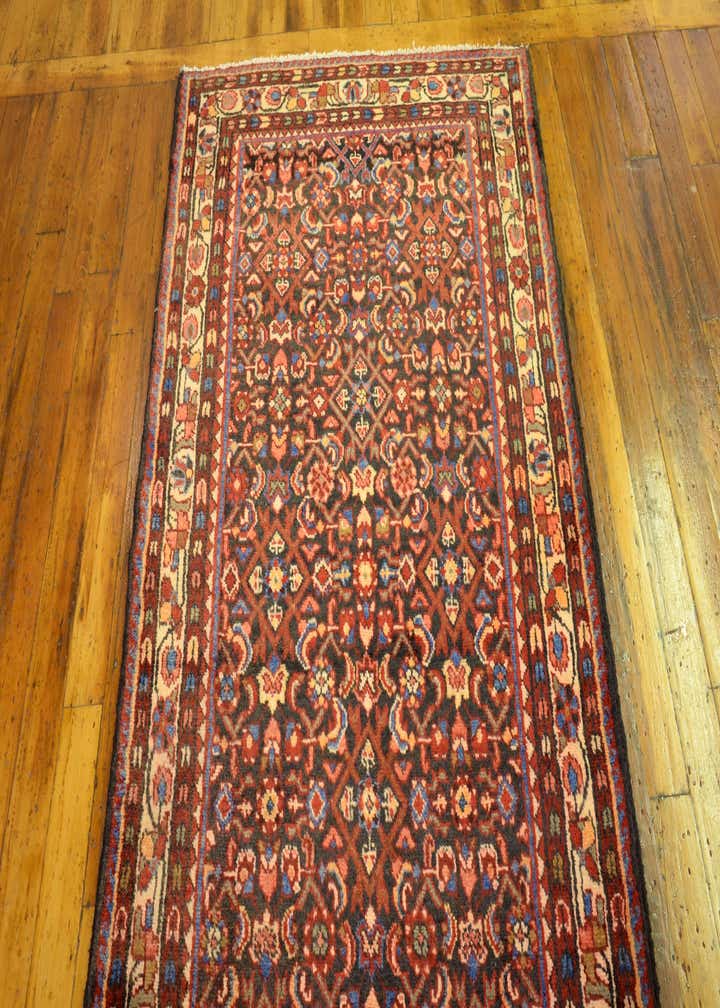 3' 8 x 12' 10 Hand Knotted Hossainabad Persian Wool Runner Rug