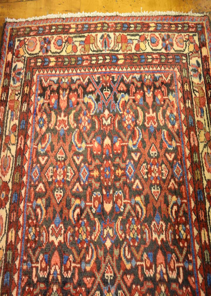 3' 8 x 12' 10 Hand Knotted Hossainabad Persian Wool Runner Rug