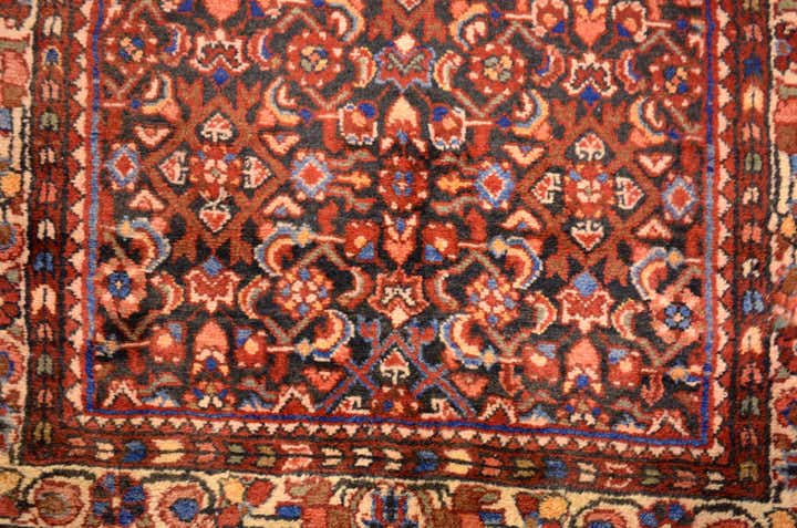 3' 8 x 12' 10 Hand Knotted Hossainabad Persian Wool Runner Rug