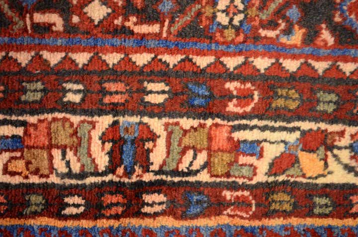 3' 8 x 12' 10 Hand Knotted Hossainabad Persian Wool Runner Rug