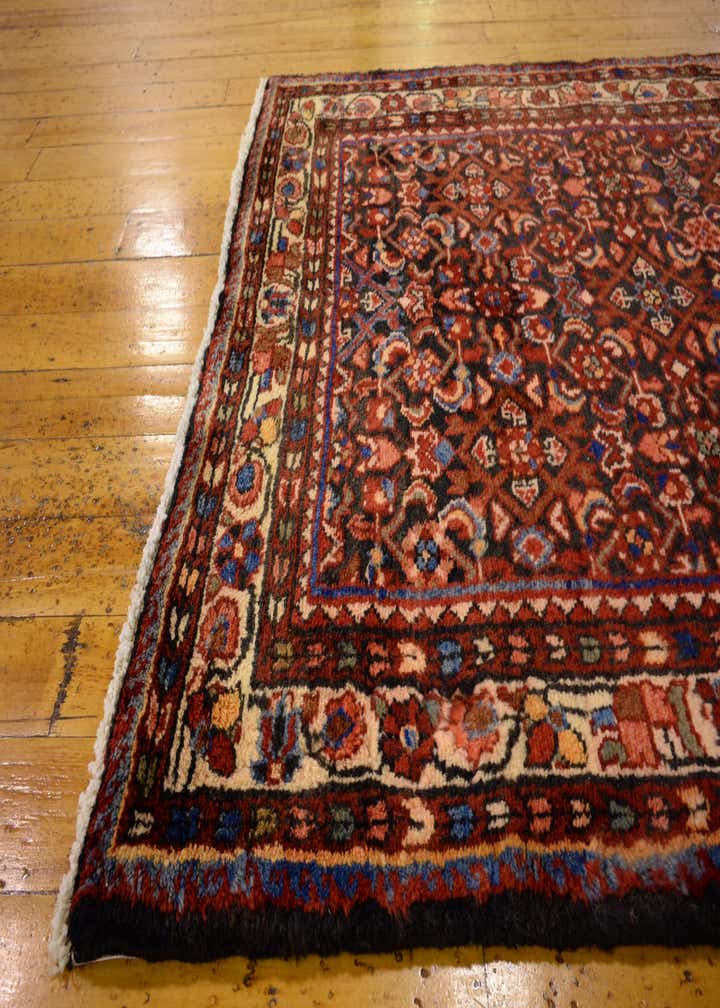 3' 8 x 12' 10 Hand Knotted Hossainabad Persian Wool Runner Rug