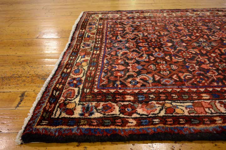 3' 8 x 12' 10 Hand Knotted Hossainabad Persian Wool Runner Rug