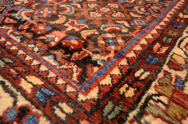 3' 8 x 12' 10 Hand Knotted Hossainabad Persian Wool Runner Rug