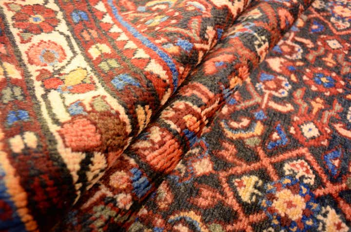 3' 8 x 12' 10 Hand Knotted Hossainabad Persian Wool Runner Rug