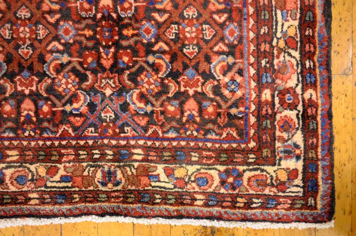 3' 8 x 12' 10 Hand Knotted Hossainabad Persian Wool Runner Rug