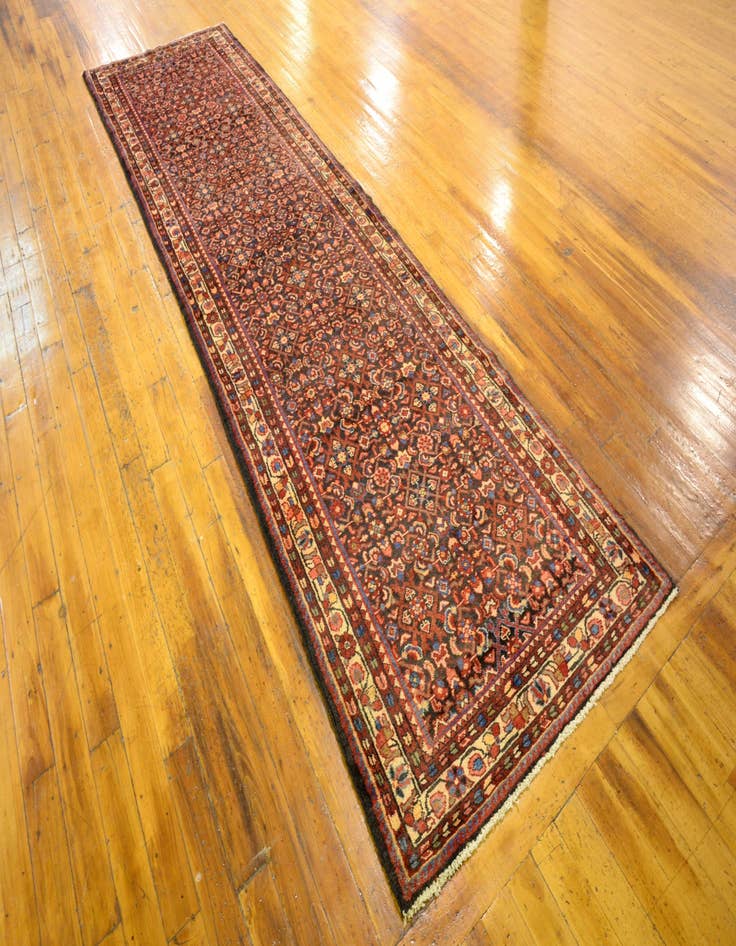 Detail image of 3' 8 x 12' 10 Hand Knotted Hossainabad Persian Wool Runner Rug