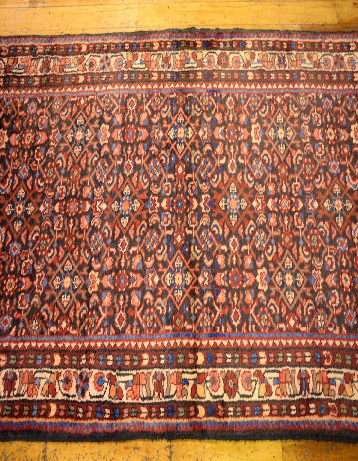 Detail image of 3' 8 x 12' 10 Hand Knotted Hossainabad Persian Wool Runner Rug
