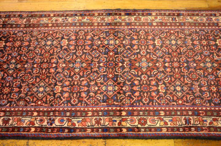 3' 8 x 12' 10 Hand Knotted Hossainabad Persian Wool Runner Rug