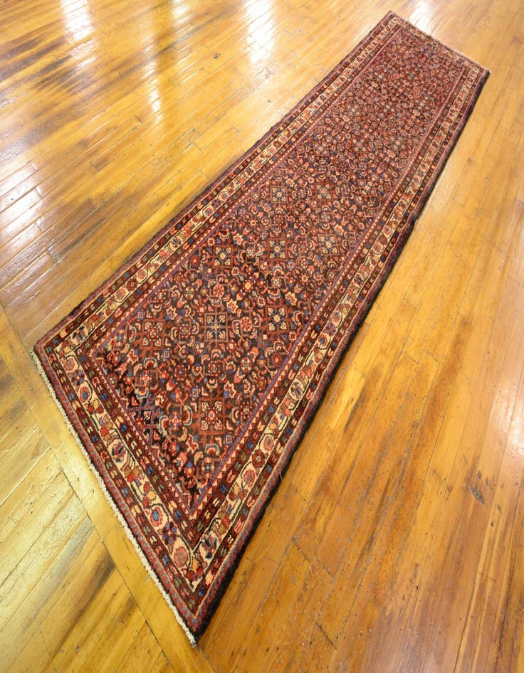 Detail image of 3' 8 x 12' 10 Hand Knotted Hossainabad Persian Wool Runner Rug