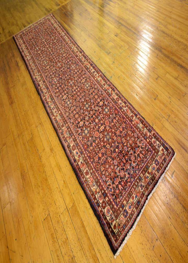 3' 8 x 12' 10 Hand Knotted Hossainabad Persian Wool Runner Rug