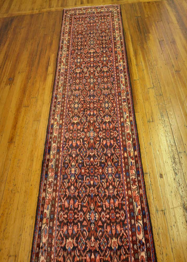 3' 8 x 12' 10 Hand Knotted Hossainabad Persian Wool Runner Rug
