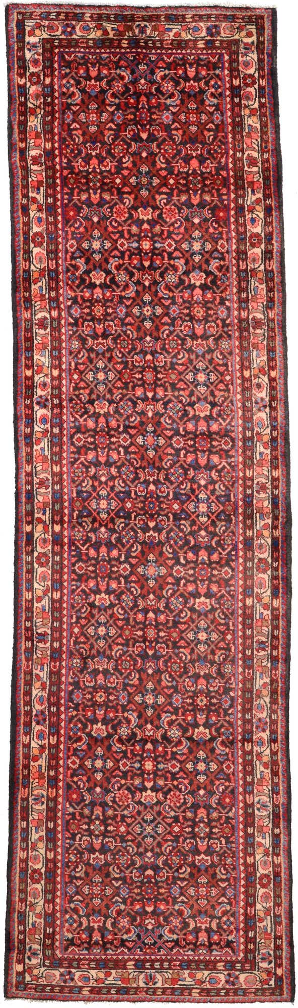 3' 8 x 12' 10 Hand Knotted Hossainabad Persian Wool Runner Rug